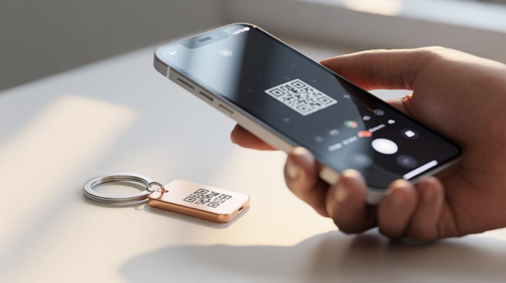 Smartphone und NFC-Tag mit QR-Code zur Schlüsselverwaltung in Hausverwaltung – digitale Unterschrift ohne App -KeyVault - Digitale Schlüsselverwaltung.