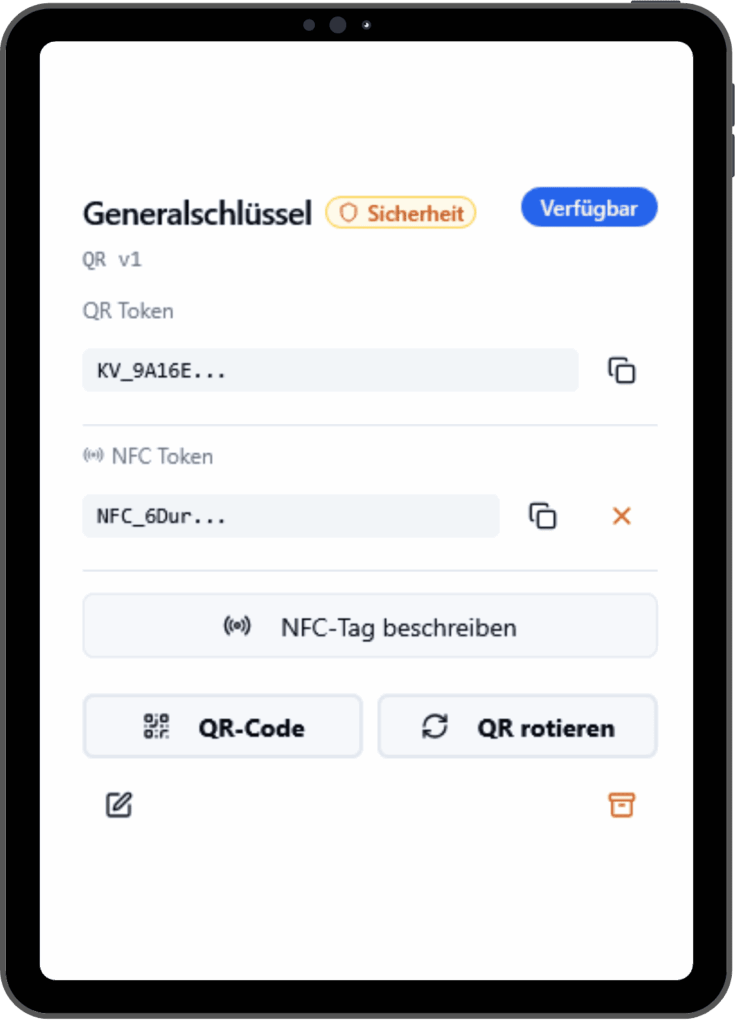 NFC-Tag für die digitale Schlüsselverwaltung in KeyVault direkt am Schlüssel beschreiben