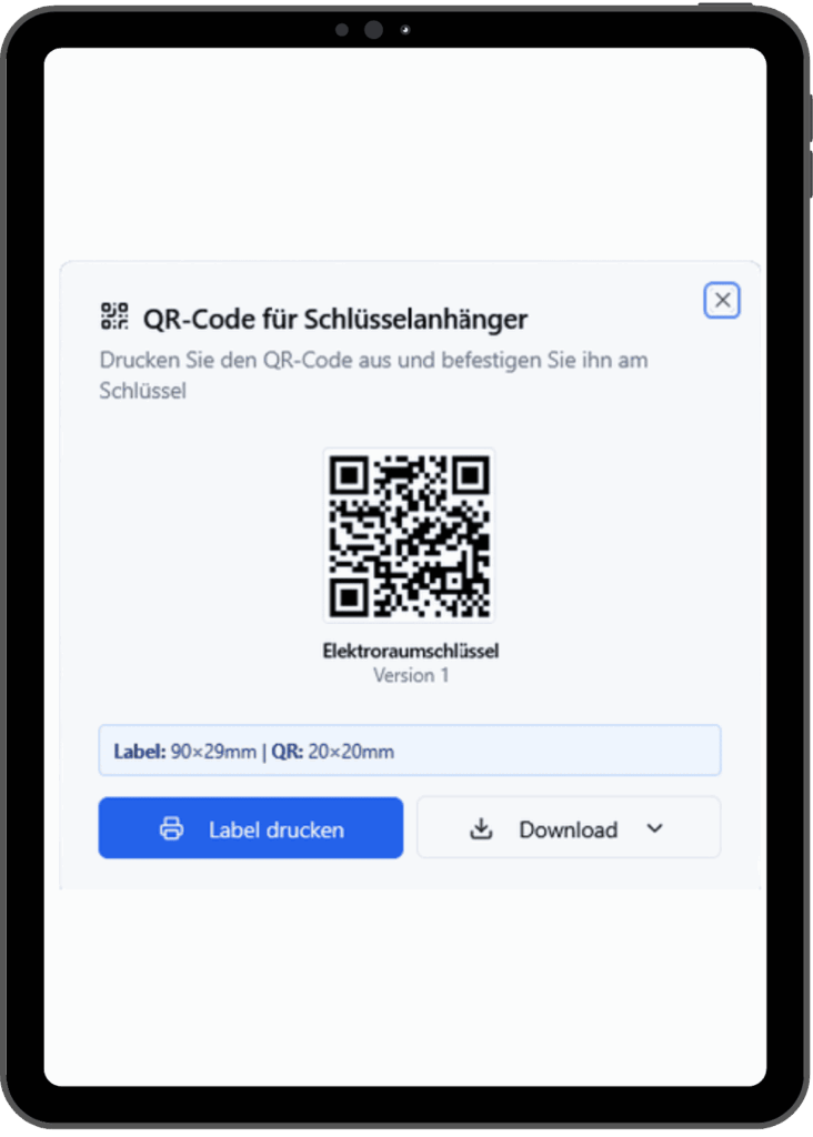 QR-Code für die digitale Schlüsselverwaltung in KeyVault erstellen und als Schlüsselanhänger drucken